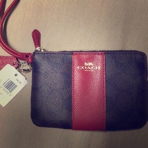 Coach dark brown leather wristlet